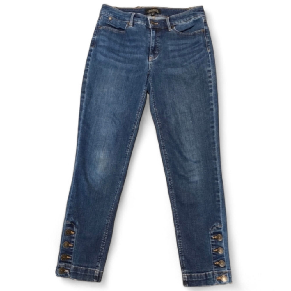 Talbots Dark Blue Ankle Jeans with Button Detail